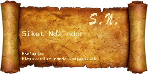 Siket Nándor névjegykártya